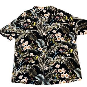 H&M Hawaiian print shirt button down floral tropical size XXL black